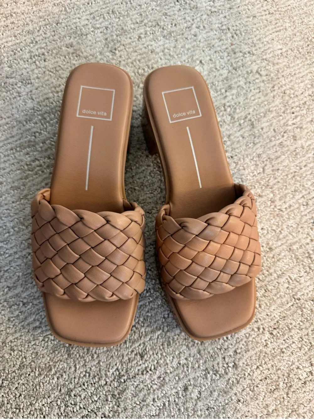 Dolce Vita Braided Tan Slide Mules - Picture 1 of 8